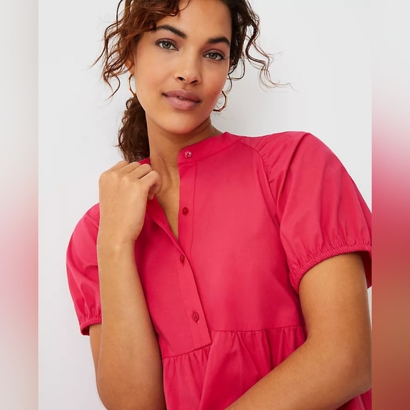 Ann Taylor | Tiered Midi Shirtdress - Picture 3 of 6